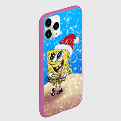 Чехол iPhone 11 Pro матовый НОВОГОДНИЙ ГУБКА БОБ КВАДРАТНЫЕ ШТАНЫ, цвет: 3D-фиолетовый — фото 2