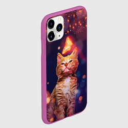 Чехол iPhone 11 Pro матовый РЫЖИЙ КОТ И БАБОЧКА, цвет: 3D-фиолетовый — фото 2