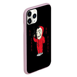 Чехол iPhone 11 Pro матовый БУМАЖНЫЙ ДОМ - LA CASA DE PAPEL BELLA CIAO - СЕРИА, цвет: 3D-розовый — фото 2