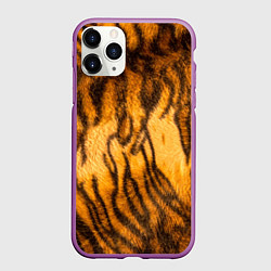 Чехол iPhone 11 Pro матовый Шкура тигра 2022, цвет: 3D-фиолетовый