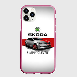 Чехол iPhone 11 Pro матовый Skoda Rapid Sport, цвет: 3D-малиновый
