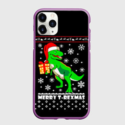 Чехол iPhone 11 Pro матовый Санта Юрского Периода, цвет: 3D-фиолетовый