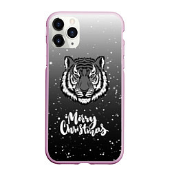 Чехол iPhone 11 Pro матовый Merry Christmas Год Тигра 2022, цвет: 3D-розовый