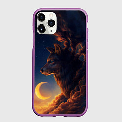 Чехол iPhone 11 Pro матовый Ночной Волк Night Wolf, цвет: 3D-фиолетовый