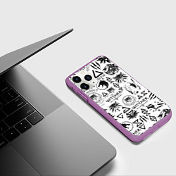 Чехол iPhone 11 Pro матовый THE WITCHER LOGOBOMBING ЧЁРНО БЕЛЫЙ ВЕДЬМАК ПАТТЕР, цвет: 3D-фиолетовый — фото 2