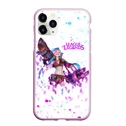 Чехол iPhone 11 Pro матовый JINX ARCANE, БРЫЗГИ КРАСОК, цвет: 3D-розовый