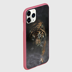 Чехол iPhone 11 Pro матовый Тигр в тумане, цвет: 3D-малиновый — фото 2