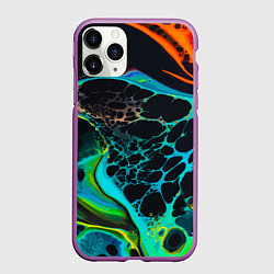 Чехол iPhone 11 Pro матовый Огни большого города, цвет: 3D-фиолетовый