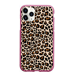 Чехол iPhone 11 Pro матовый Леопардовые Пятна, цвет: 3D-малиновый