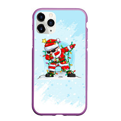 Чехол iPhone 11 Pro матовый Santa Dabbing в гирлянде, цвет: 3D-фиолетовый