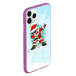 Чехол iPhone 11 Pro матовый Santa Dabbing в гирлянде, цвет: 3D-фиолетовый — фото 2