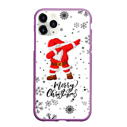 Чехол iPhone 11 Pro матовый Santa Dabbing идет снег, цвет: 3D-фиолетовый