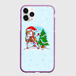Чехол iPhone 11 Pro матовый Новогодний Единорог Dabbing