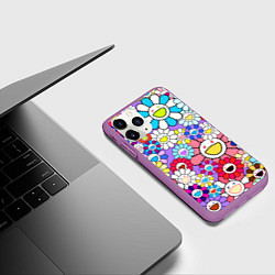 Чехол iPhone 11 Pro матовый Цветы Takashi Murakami, цвет: 3D-фиолетовый — фото 2