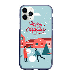 Чехол iPhone 11 Pro матовый Merry ChristmasCчастливого Рождества, цвет: 3D-серый