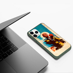 Чехол iPhone 11 Pro матовый One Punch-Man Эпичный Сайтама, цвет: 3D-темно-зеленый — фото 2