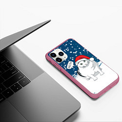 Чехол iPhone 11 Pro матовый НОВОГОДНИЙ КОТ БЕНДЕР МЕМ, цвет: 3D-малиновый — фото 2