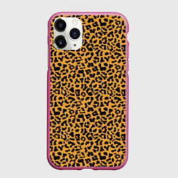 Чехол iPhone 11 Pro матовый Леопард Leopard, цвет: 3D-малиновый