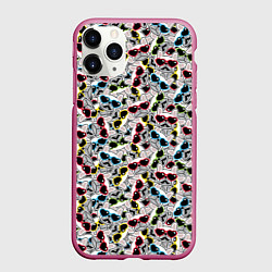 Чехол iPhone 11 Pro матовый Модные Собачки, цвет: 3D-малиновый