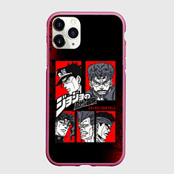 Чехол iPhone 11 Pro матовый JOJO BIZARRE ADVENTURE ДЖОДЖО АРТ, цвет: 3D-малиновый
