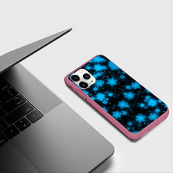 Чехол iPhone 11 Pro матовый НОВОГОДНИЕ НЕОНОВЫЕ СНЕЖИНКИ 2022 НОВЫЙ ГОД, цвет: 3D-малиновый — фото 2