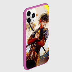 Чехол iPhone 11 Pro матовый Zhong li с копьем genshin impact, цвет: 3D-фиолетовый — фото 2