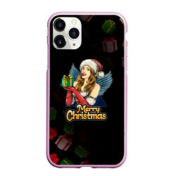 Чехол iPhone 11 Pro матовый Merry Christmas Снегурочка с подарком