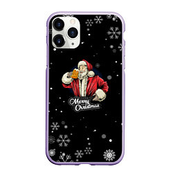 Чехол iPhone 11 Pro матовый Merry Christmas Санта с пивом