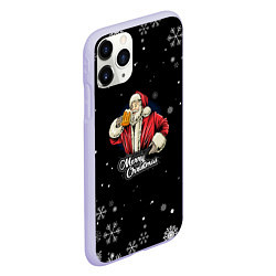 Чехол iPhone 11 Pro матовый Merry Christmas Санта с пивом, цвет: 3D-светло-сиреневый — фото 2