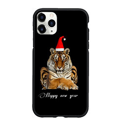 Чехол iPhone 11 Pro матовый Новогодний тигр, цвет: 3D-черный