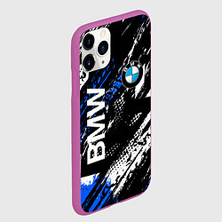 Чехол iPhone 11 Pro матовый BMW следы от шин, цвет: 3D-фиолетовый — фото 2