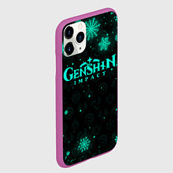 Чехол iPhone 11 Pro матовый НЕОНОВЫЙ НОВОГОДНИЙ ГЕНШИН ИМПАКТ, цвет: 3D-фиолетовый — фото 2
