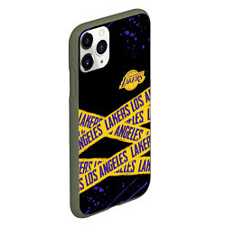 Чехол iPhone 11 Pro матовый LAKERS LOGO БРЫЗГИ КРАСОК, цвет: 3D-темно-зеленый — фото 2