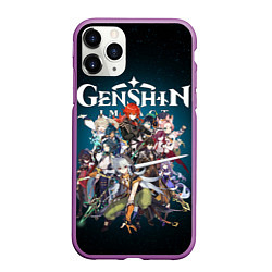 Чехол iPhone 11 Pro матовый GENSHIN IMPACT HEROES SPACE, цвет: 3D-фиолетовый