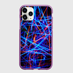 Чехол iPhone 11 Pro матовый NEON LINES Glowing Lines Effect, цвет: 3D-фиолетовый