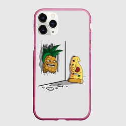 Чехол iPhone 11 Pro матовый HERES PINEAPPLE!, цвет: 3D-малиновый