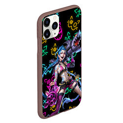 Чехол iPhone 11 Pro матовый JINX ARCANE NEON MEOW! LOL, цвет: 3D-коричневый — фото 2