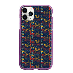 Чехол iPhone 11 Pro матовый HIPSTER модник, цвет: 3D-фиолетовый