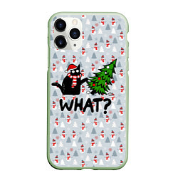 Чехол iPhone 11 Pro матовый WHAT CAT CHRISTMAS, цвет: 3D-салатовый