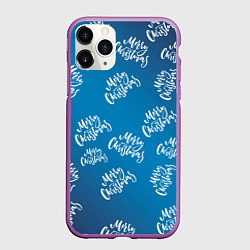 Чехол iPhone 11 Pro матовый Merry Christmas - Новогодний паттерн, цвет: 3D-фиолетовый