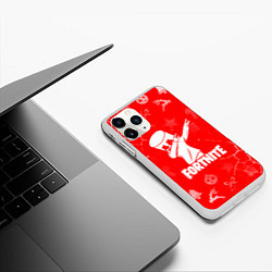 Чехол iPhone 11 Pro матовый Fortnite - Marshmello новогодний, цвет: 3D-белый — фото 2