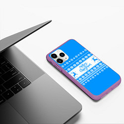 Чехол iPhone 11 Pro матовый MERRY CHRISTMAS BLUE, цвет: 3D-фиолетовый — фото 2