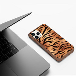 Чехол iPhone 11 Pro матовый Шкура тигра текстура, цвет: 3D-коричневый — фото 2