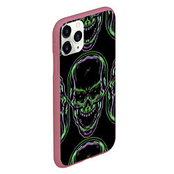 Чехол iPhone 11 Pro матовый Skulls vanguard pattern 2077, цвет: 3D-малиновый — фото 2