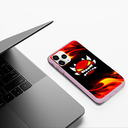 Чехол iPhone 11 Pro матовый Geometry Dash Fire, цвет: 3D-розовый — фото 2