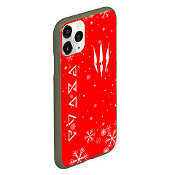 Чехол iPhone 11 Pro матовый THE WITCHER НОВОГОДНИЕ СНЕЖИНКИ, цвет: 3D-темно-зеленый — фото 2