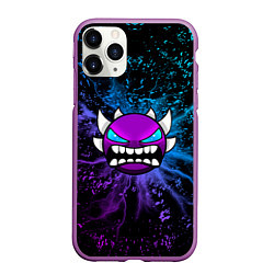 Чехол iPhone 11 Pro матовый Geometry Dash - Грозовой смайл, цвет: 3D-фиолетовый