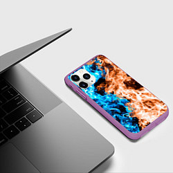 Чехол iPhone 11 Pro матовый Огненное пламя, цвет: 3D-фиолетовый — фото 2