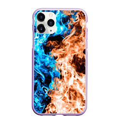 Чехол iPhone 11 Pro матовый Огненное пламя, цвет: 3D-сиреневый