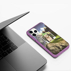 Чехол iPhone 11 Pro матовый Ван-Пис One Piece, Зоро Ророноа Zoro Roronoa, цвет: 3D-фиолетовый — фото 2